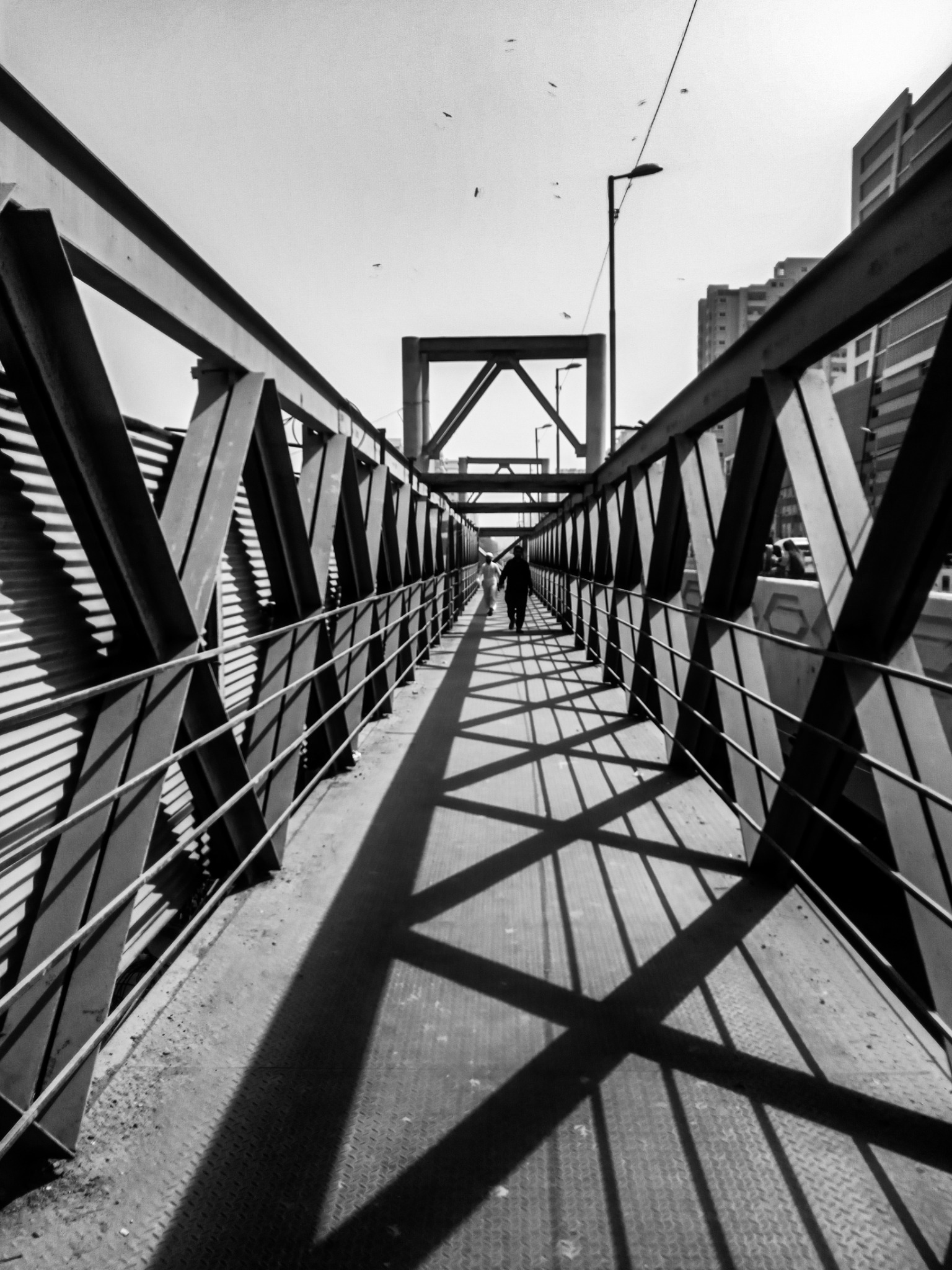 Black and white bridge walkway